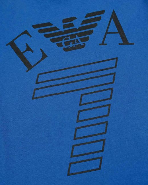 EA7 Blue Logo T-Shirt With Round Neck for men