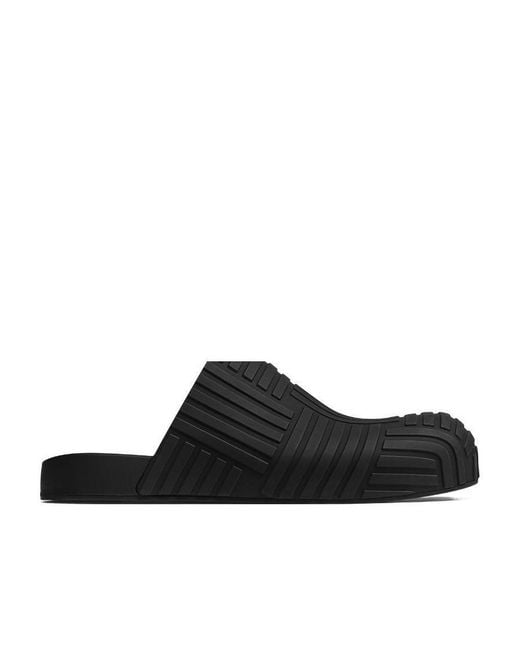 Bottega Veneta Black Intrecciato Embossed Slides for men