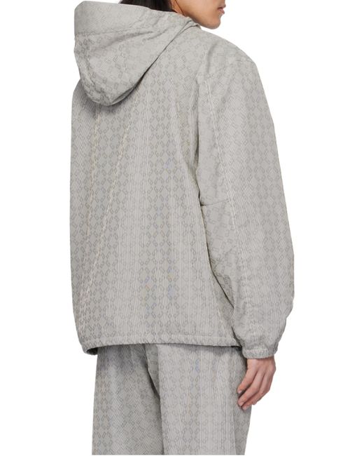 Givenchy Gray Monogram 72-Jacquard Hooded Windbreaker for men