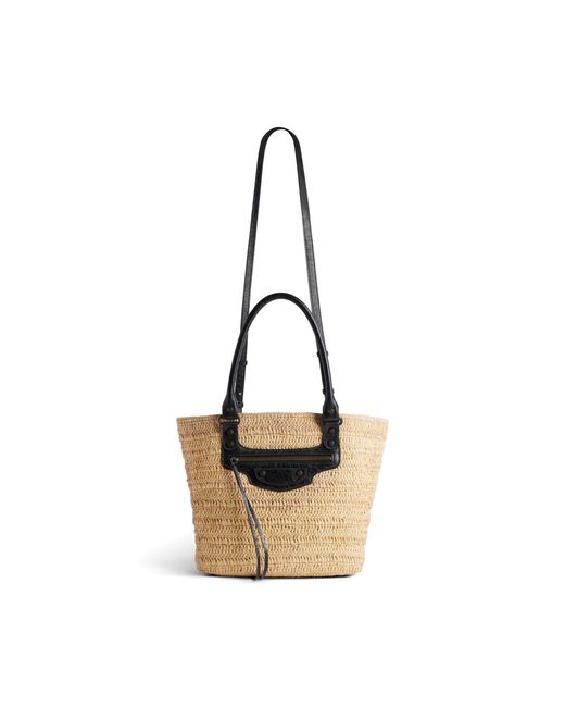 BALENCIAGA Le Cagole raffia bag cityシティ Women's Le City Basket Medium in Natural/camel | Balenciaga US
