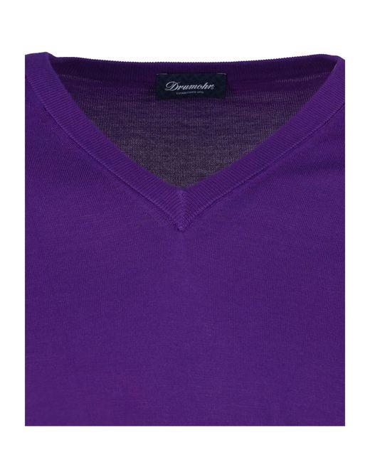 Drumohr Purple V-Neck Knit Top for men