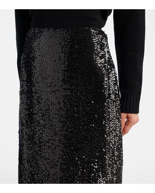 Emilia Wickstead Black Sequined Pencil Skirt