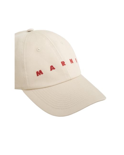Marni White Logo Embroidered Curved-Peak Baseball Cap for men