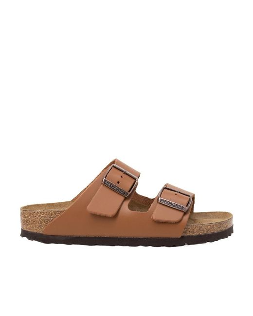 Birkenstock Brown Arizona Double-Strap Leather Sandals for men