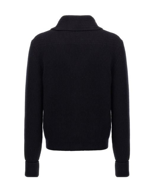 Tom Ford Blue Ribbed-Knit Shawl Cardigan for men