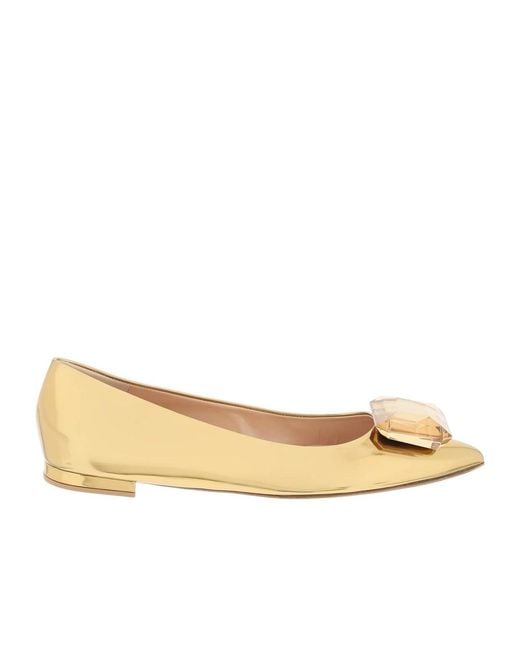 Gianvito Rossi Natural Jaipur Pointed Toe Embellished Ballet Flats