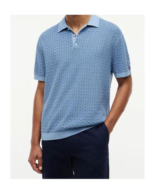 Tommy Hilfiger Blue Basket-Weave Polo Shirt for men