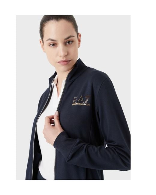 EA7 Blue Long-Sleeve Zip-Up Sweatshirt
