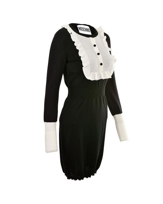 Moschino Black Round Neck Long-Sleeved Dress