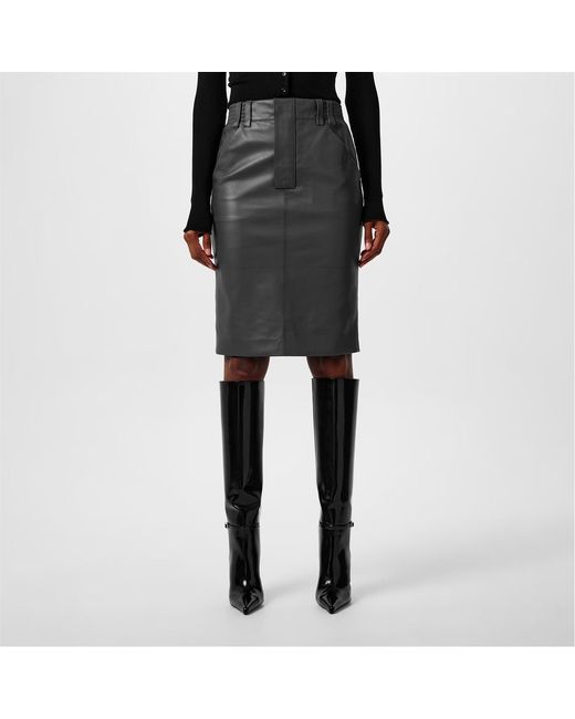 Saint Laurent Gray Large Pocket Pencil Skirt