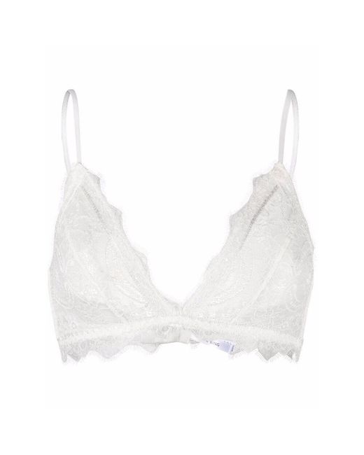 Anine Bing White Triangle Cup Sheer Lace Bra