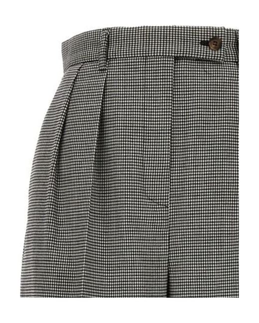 Rochas Gray Houndstooth Patterned Pants