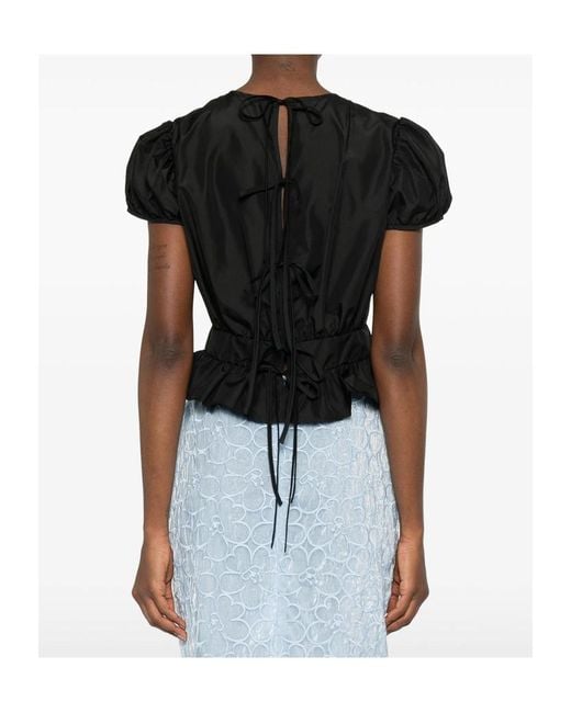 CECILIE BAHNSEN Black Cristobal Ruffled Top
