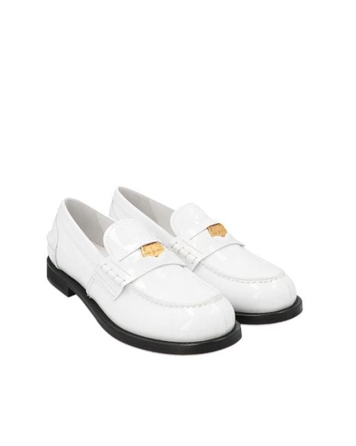Miu Miu White Logo Detailed Slip-On Penny Loafers