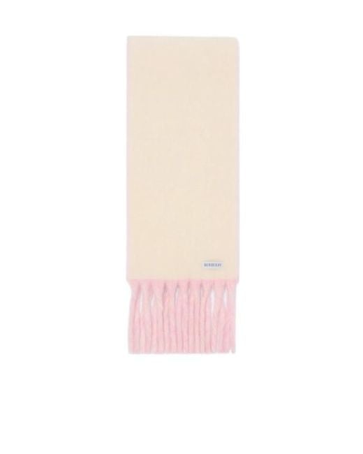 Burberry Pink Reversible Logo Jacquard Fringed Scarf