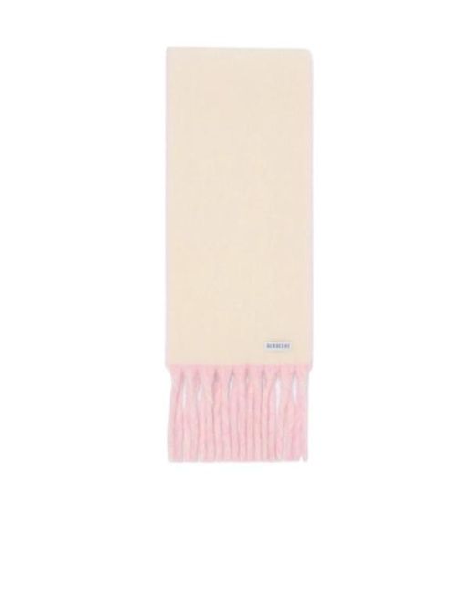 Burberry Pink Reversible Logo Jacquard Fringed Scarf