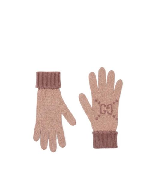 Gucci Pink Gg Lamé Gloves