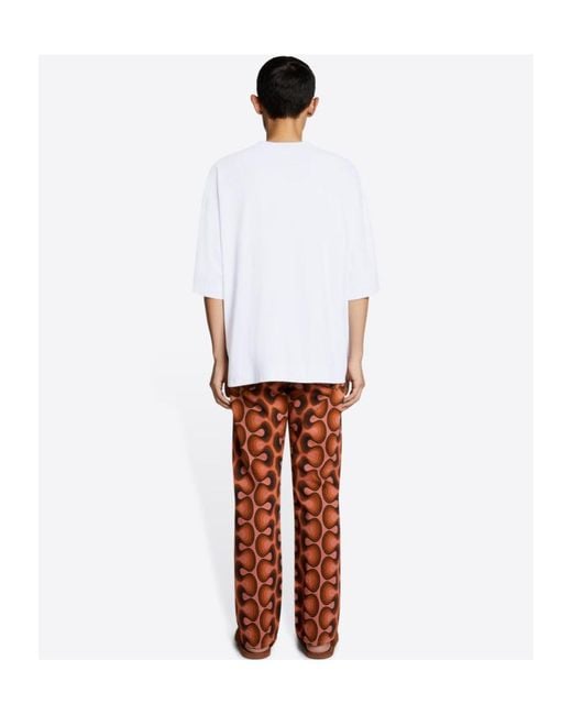 Dries Van Noten Red Pattern Denim Trousers for men