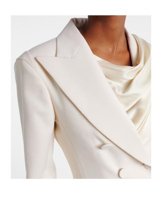 Nina Ricci White Scarf-Detail Virgin Wool Gabardine Blazer