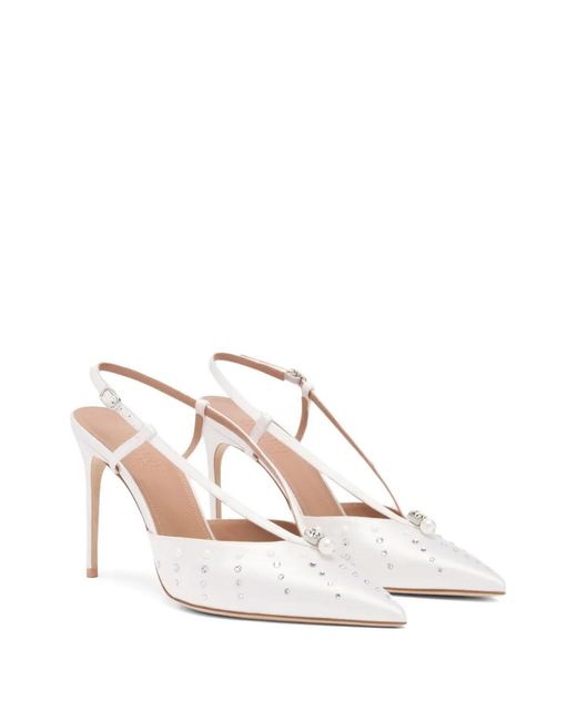 Malone Souliers White 90Mm Crystal-Pearl Embellished Pumps