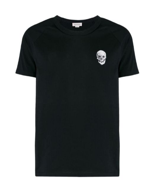 McQueen Black T-Shirt With Round Neck And Short Sleeves for men