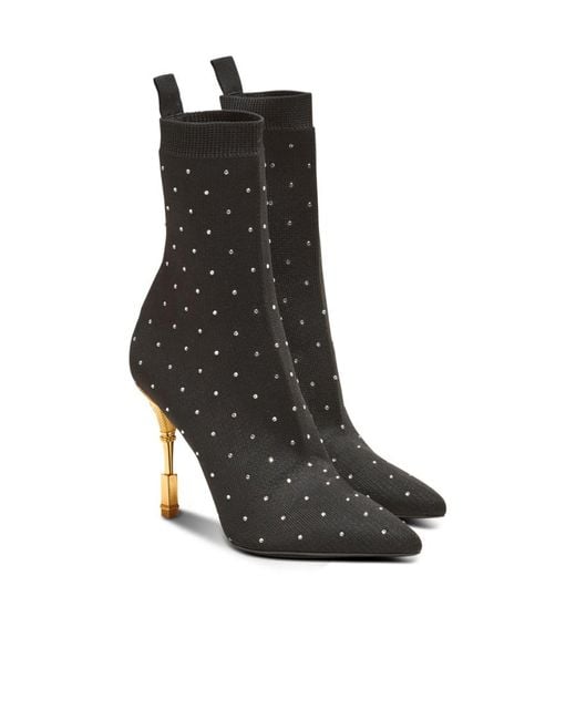 Balmain Black Moneta Embellished Heeled Ankle Boots