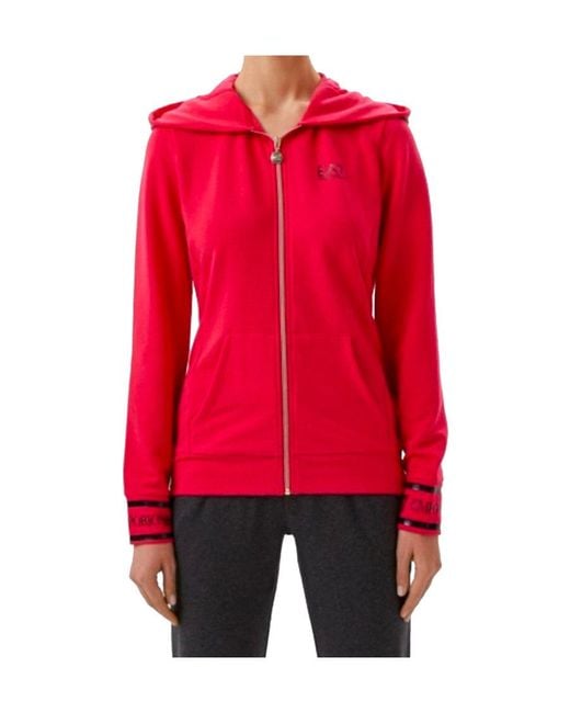 EA7 Red Hooded Zipper Sweater