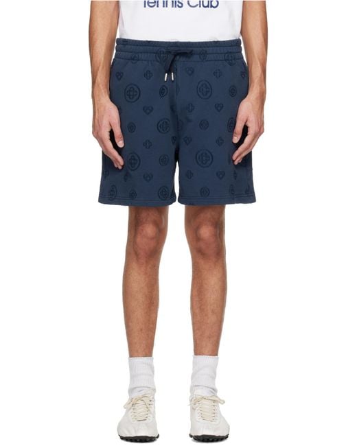 Casablanca Blue Monogram Drawstring Shorts for men