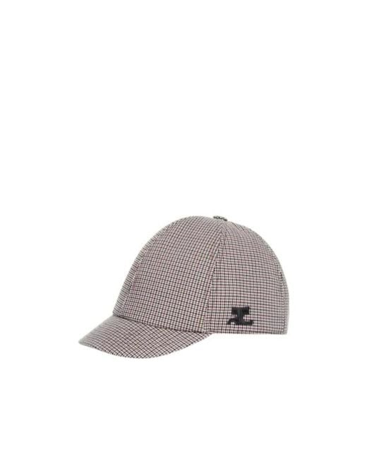 Courreges Gray Houndstooth Logo Cap