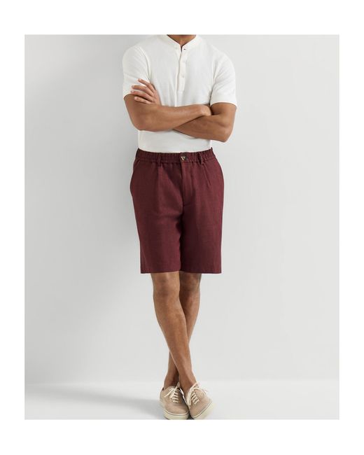 Brunello Cucinelli Red Chevron Bermuda Shorts for men