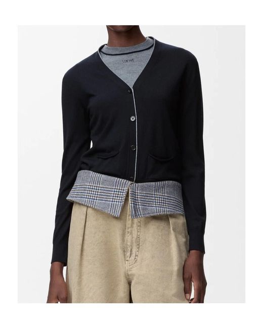 Loewe Blue Long-Sleeved Knitted Cardigan
