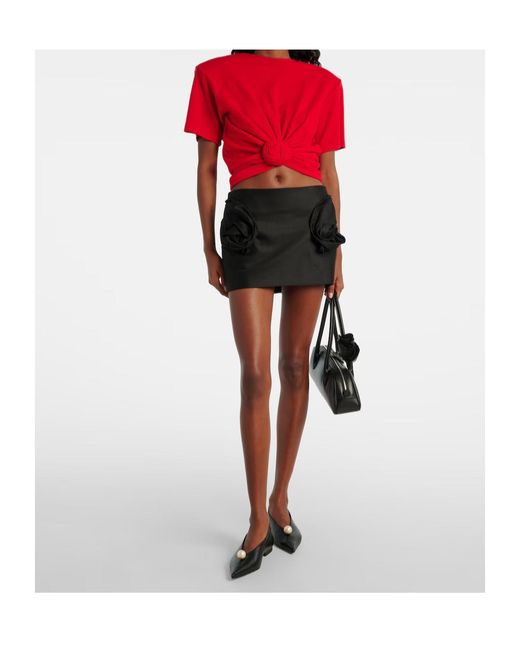 Magda Butrym Black Floral Appliqué Midi Skirt