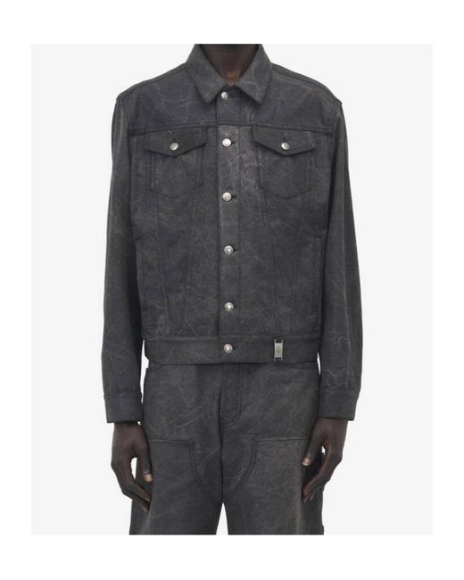 McQueen Black Buttoned Trucker Denim Jacket for men