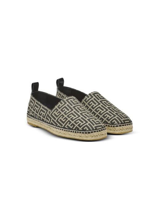 Balmain Gray Monogram Jacquard Espadrilles for men