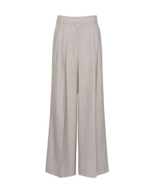 Weekend by Maxmara Gray Virgin Wool Wide-Leg Trousers