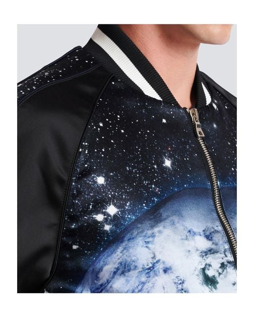 Balmain Blue Printed Bomber Jacket for men