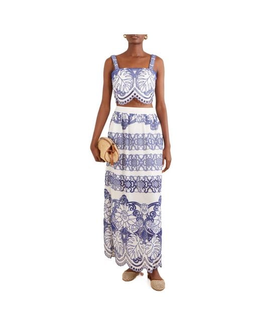Borgo De Nor Blue Broderie Anglaise Poplin Top
