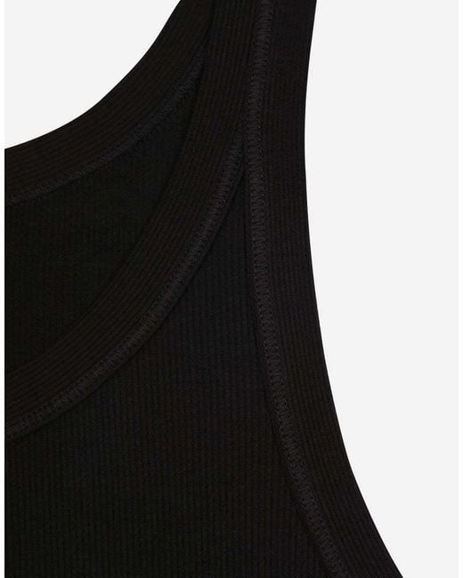 Dolce & Gabbana Black Ribbed-Knit Tank Top for men