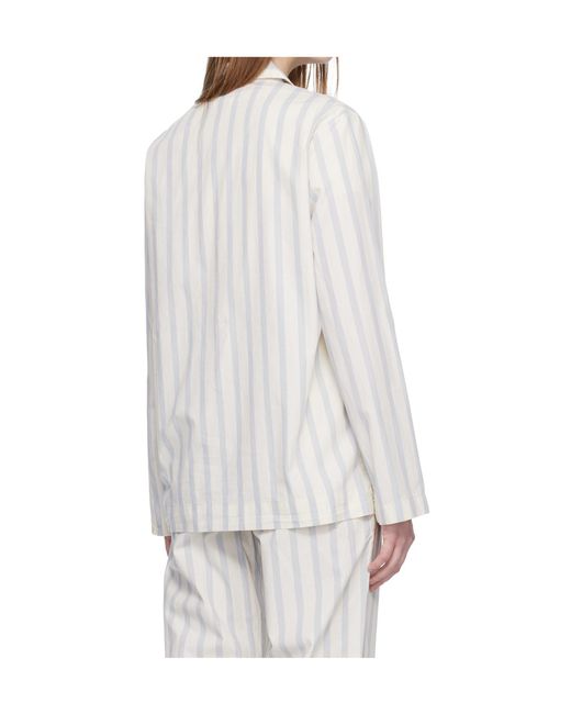 Tekla White Long-Sleeved Pajama Shirt for men