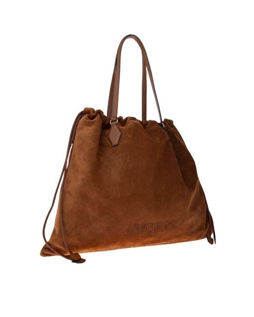 Jimmy Choo Brown Drawstring Large Tote Bag