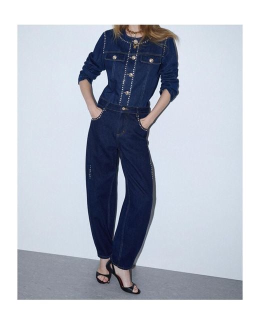 Liu Jo Blue High-Waisted Jeans With Rhinestones