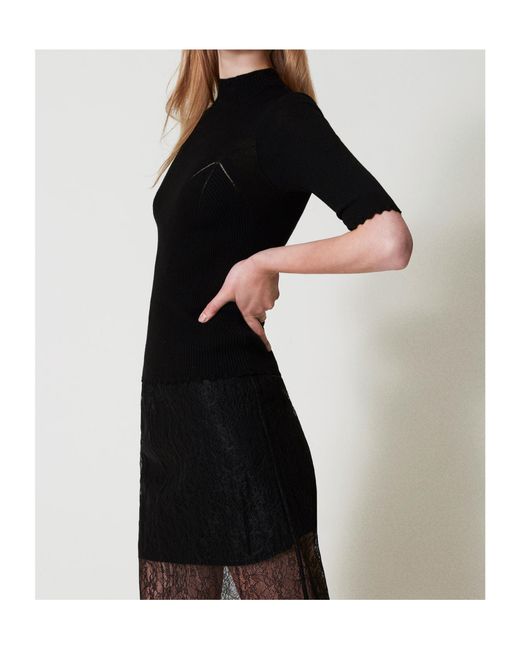 Twinset Black Knitted T-Shirt