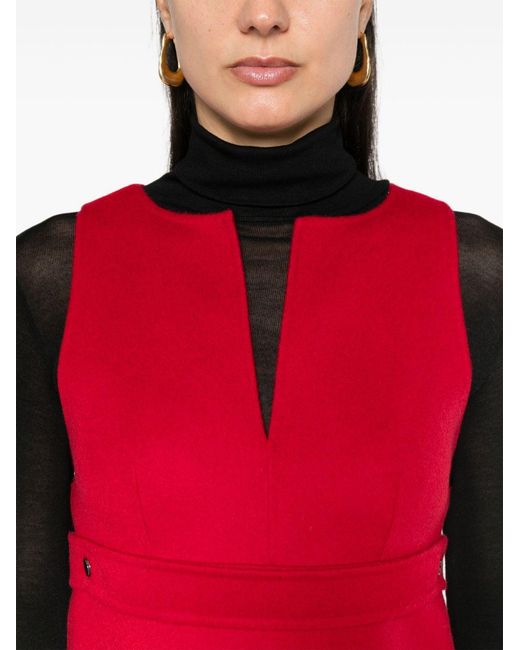 P.A.R.O.S.H. Red Belted Wool Mini Dress