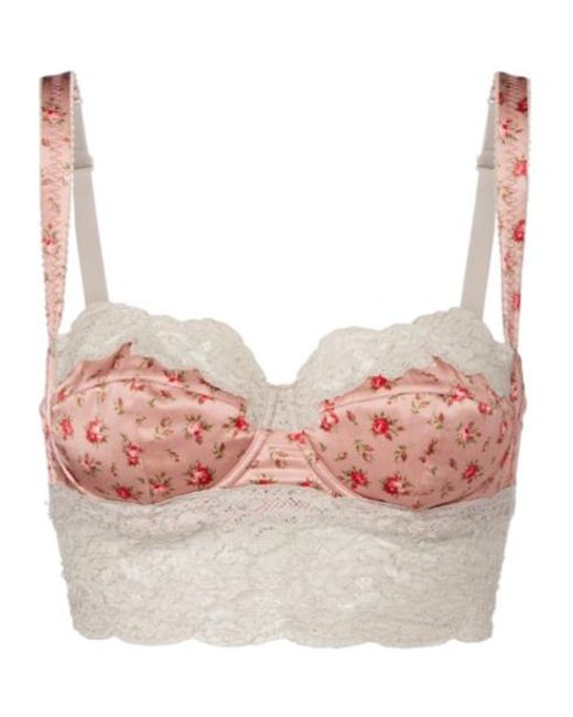 Dolce & Gabbana Pink Floral Lace Trim Silk Cotton Underwear