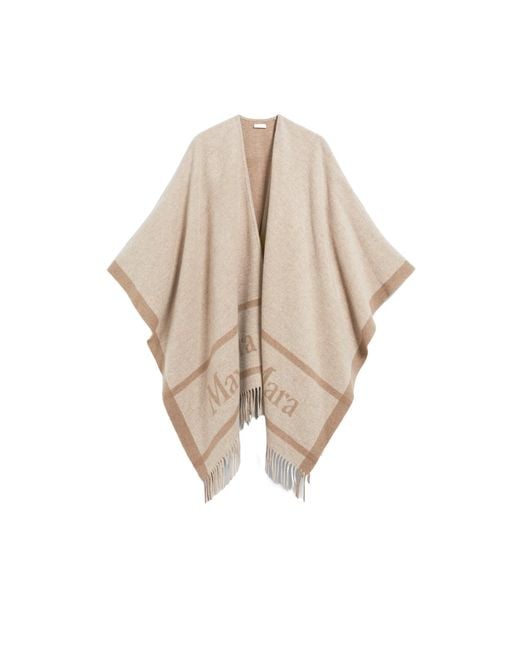 Max Mara Natural Fringed Logo Shawl