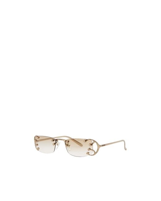 Prada White Narrow Rimless Sunglasses