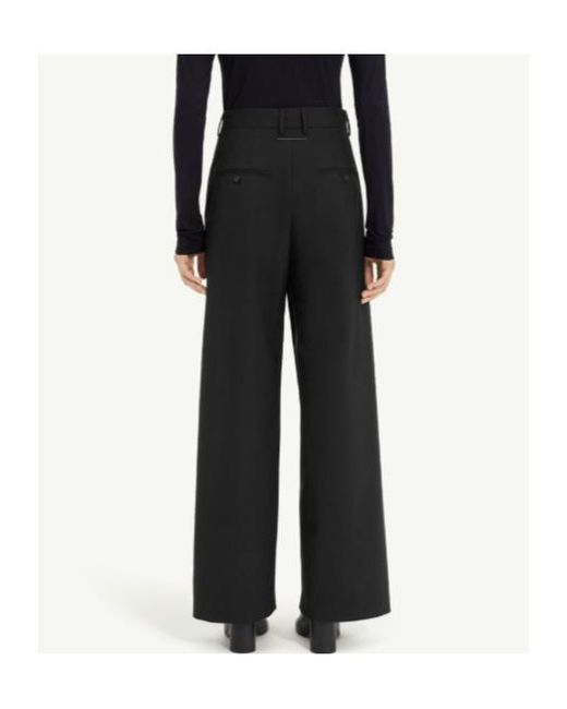 MM6 by Maison Margiela Blue Tie Detail Wide-Leg Tailored Trousers