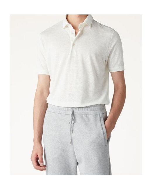 Loro Piana White Short-Sleeved Polo Shirt for men