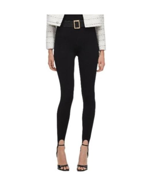 Self-Portrait Black Knit Stirrup Leggings