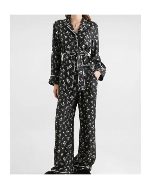 Dolce & Gabbana Black Silk Floral Belted Shirt